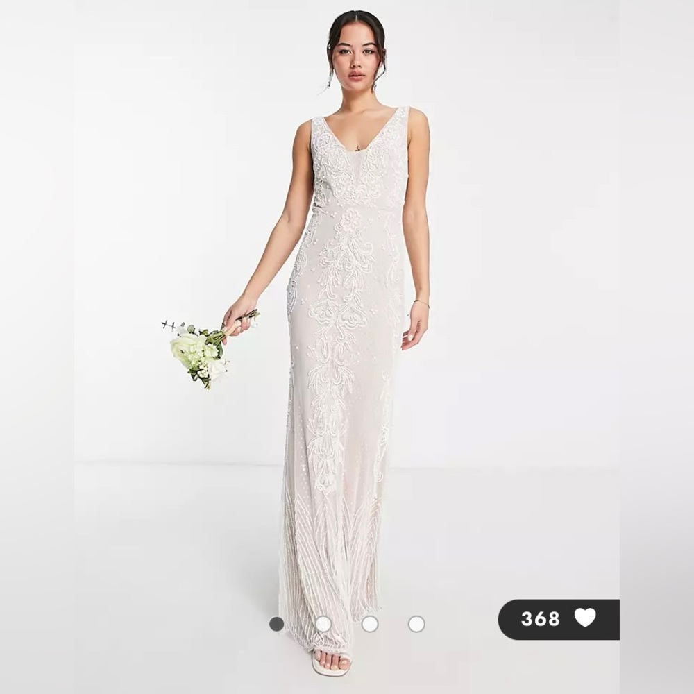 Frock and Frill Bridal - Premium Embellished V Neck Maxi Dress in Ivory - NEW!